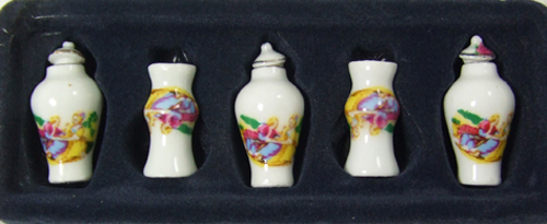 HN 07006 Yellow Vase & Jar set with romantic Victorian scene - Click Image to Close